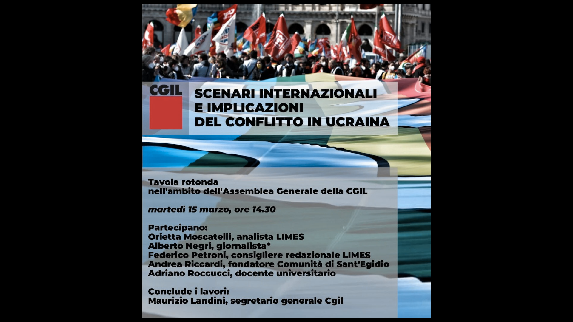 locandina dell'evento CGILScenari internazionali e implicazioni del conflitto in Ucraina.