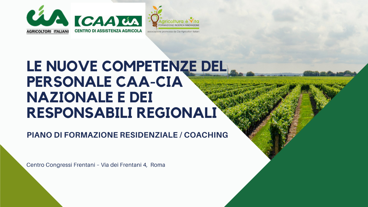 locandina dell'evento corso di formazione le nuove competenze del personale caa cia