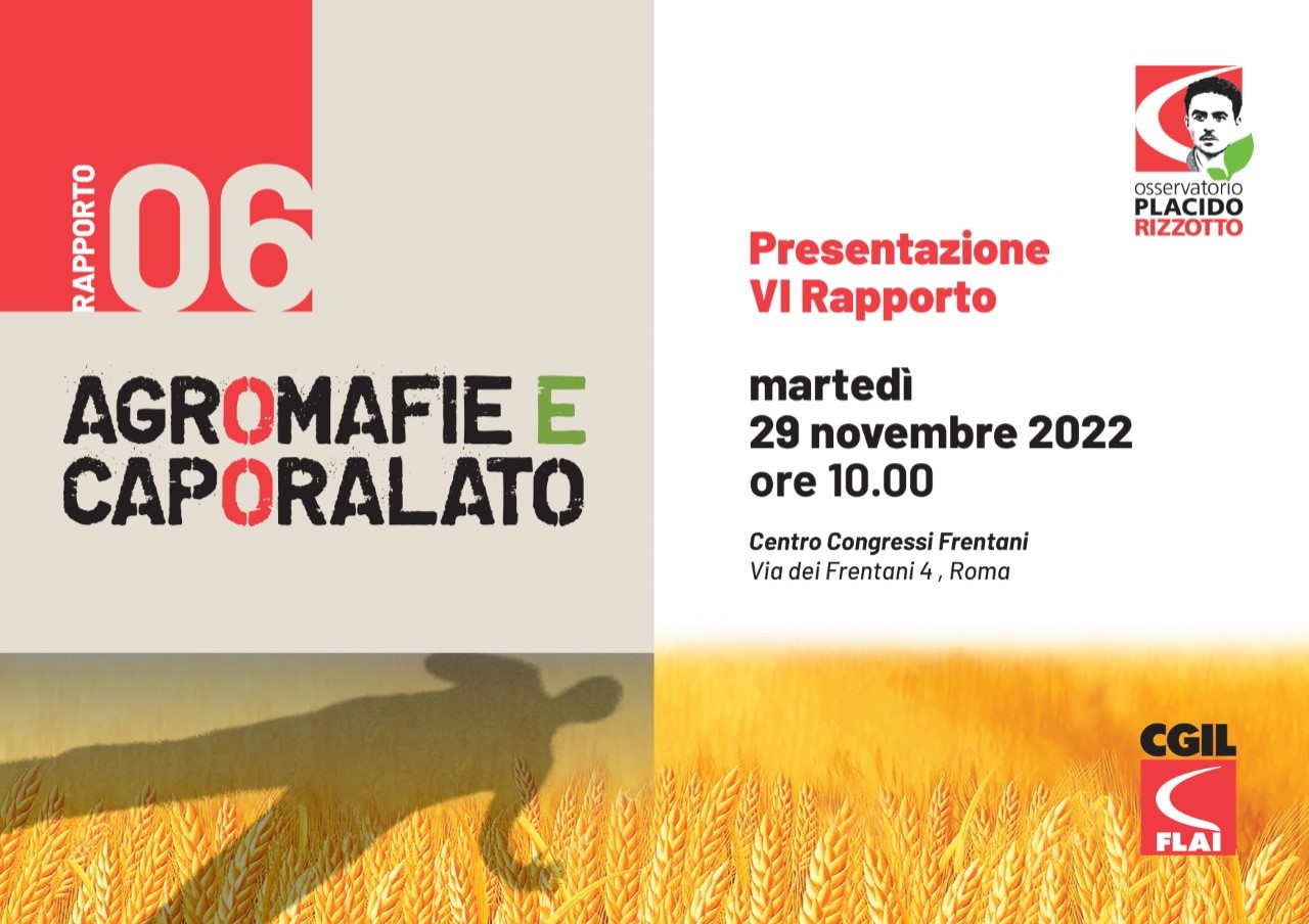 locandina della presentazione rapporto Flai