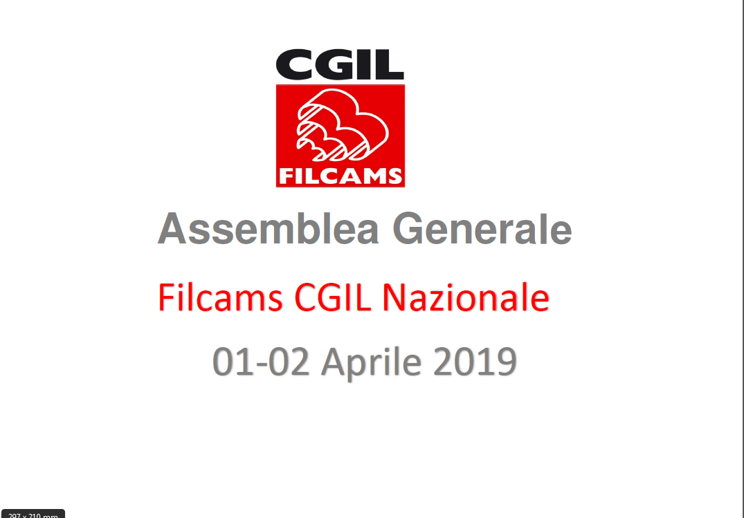 Assemblea generale filcams 1+2 Aprile 2019
