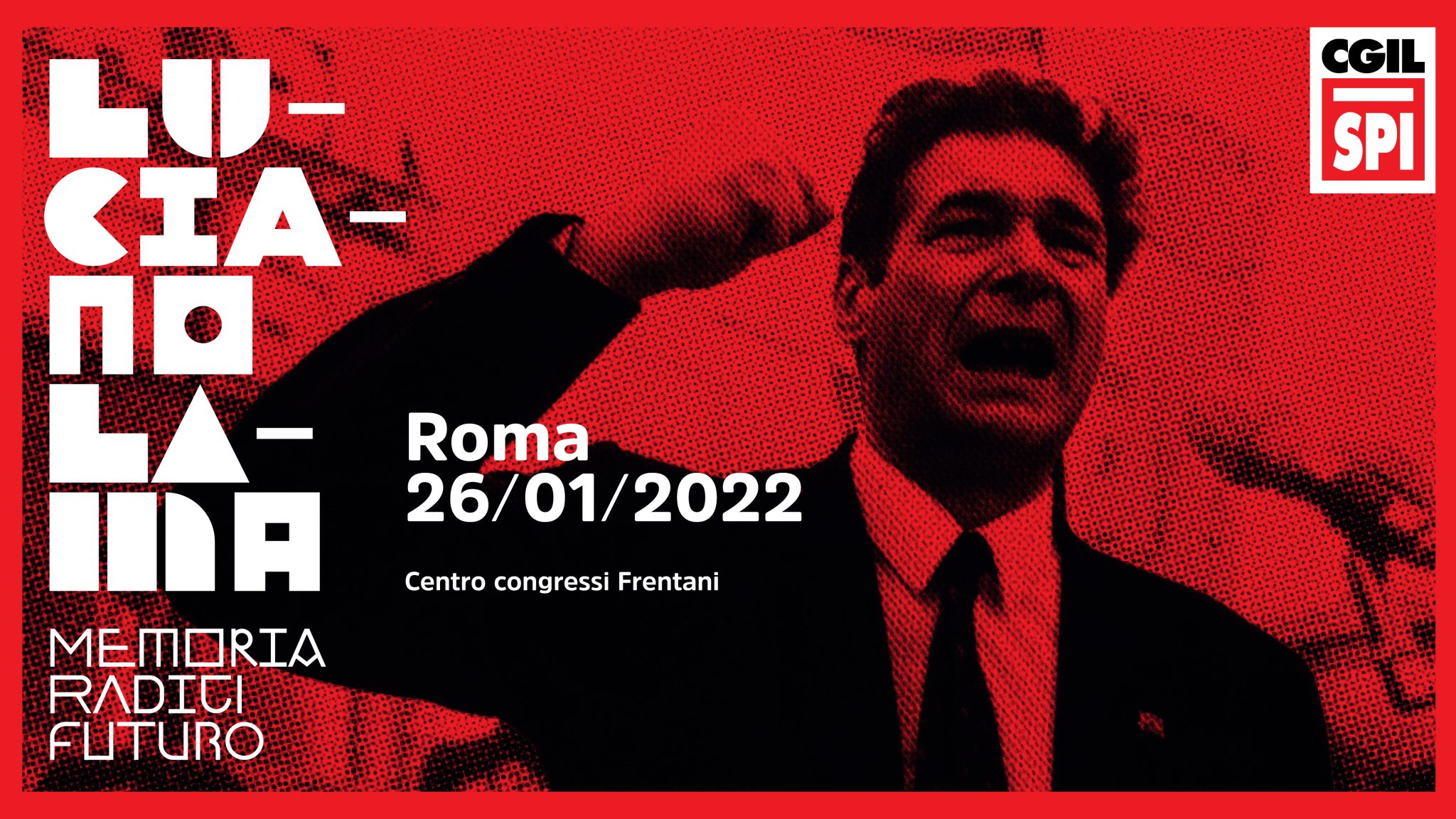 locandina dell'evento in memoria di Luciano Lama del 26 gennaio
